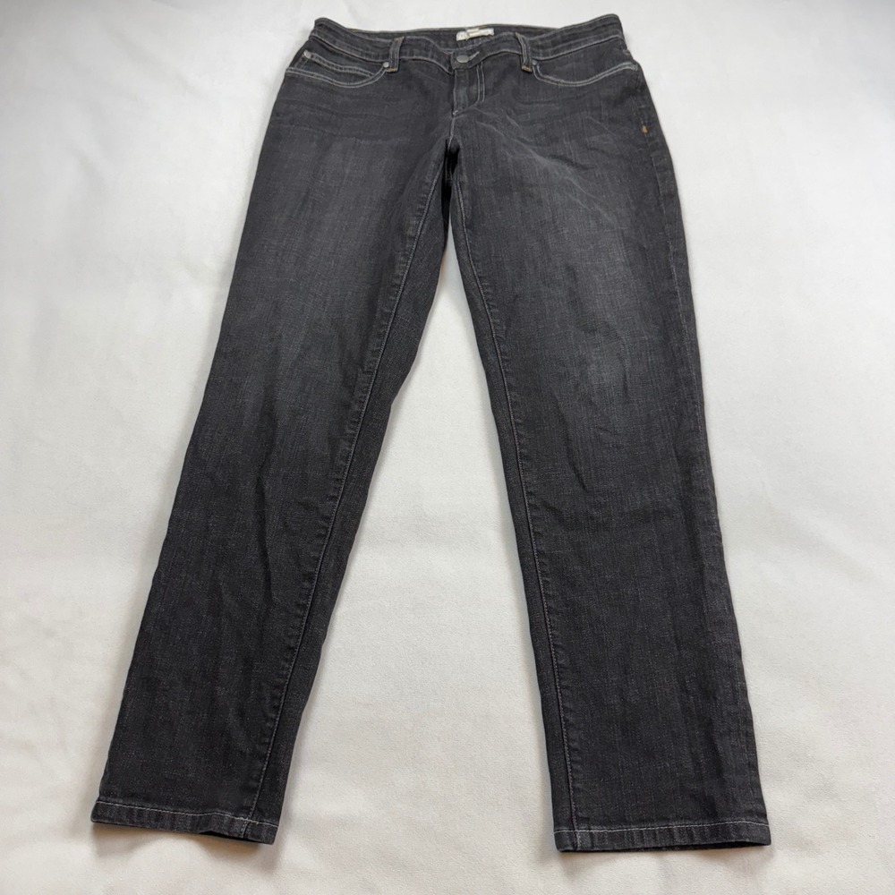 Eileen Fisher Womens Sz 10 Black Organic Cotton Stretch Slim Straight Leg Jeans